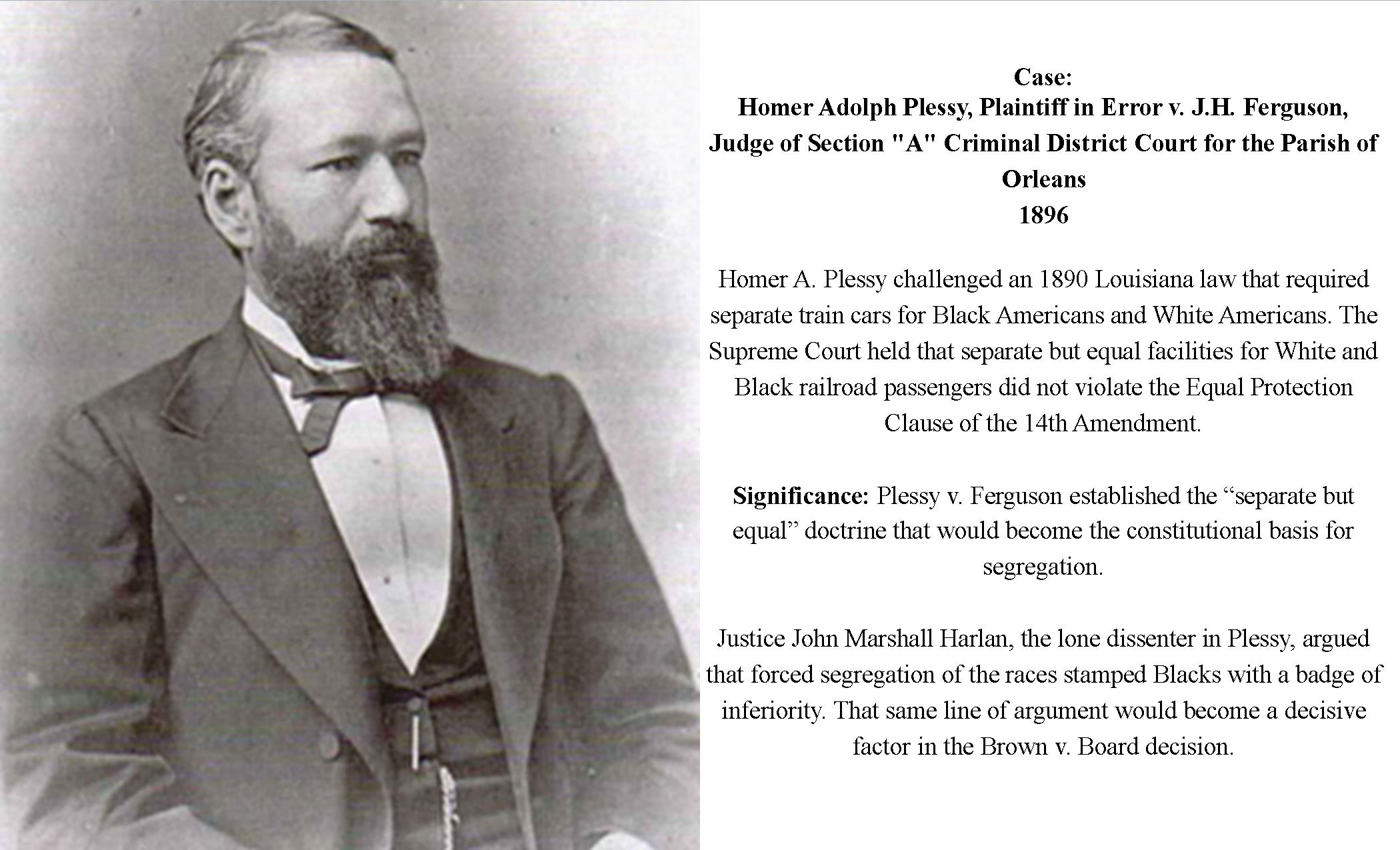This image showcases a black and white picture of Homer A. Plessy.