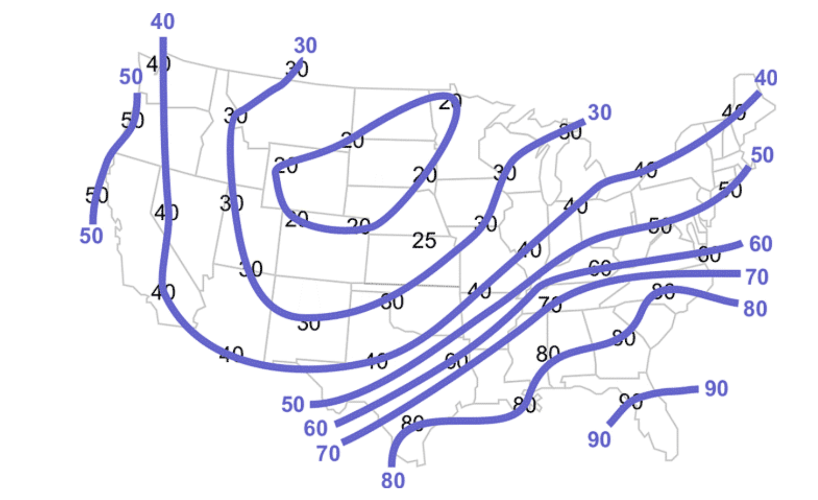 complete isotherm map for US