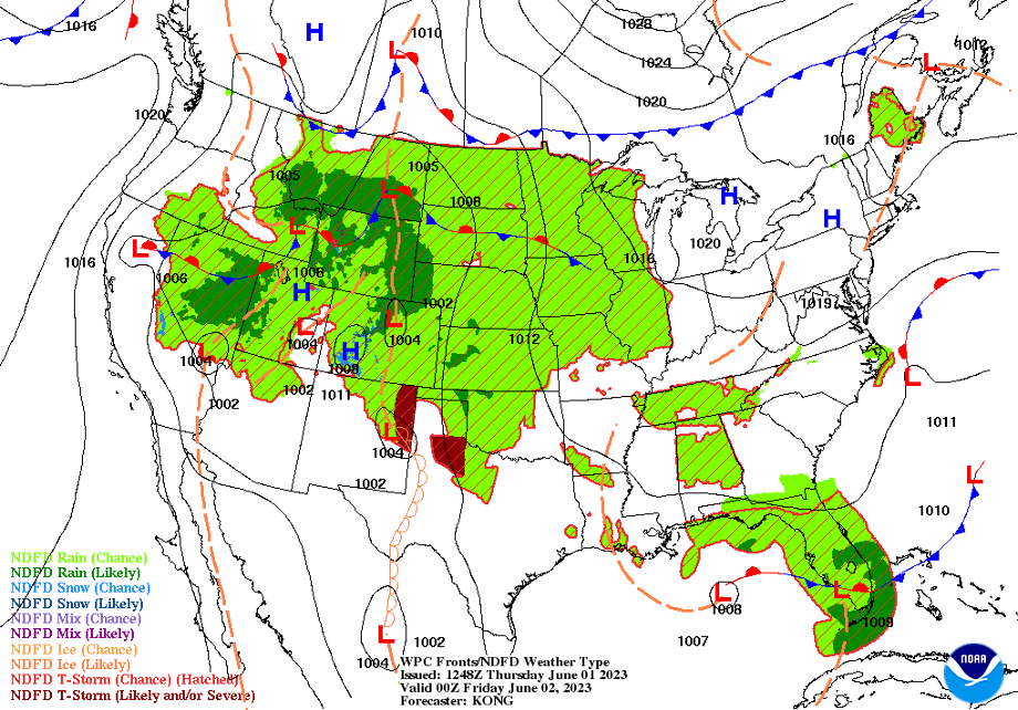 Figure 9-1. Prog for the US at 00Z June 2, 2023.