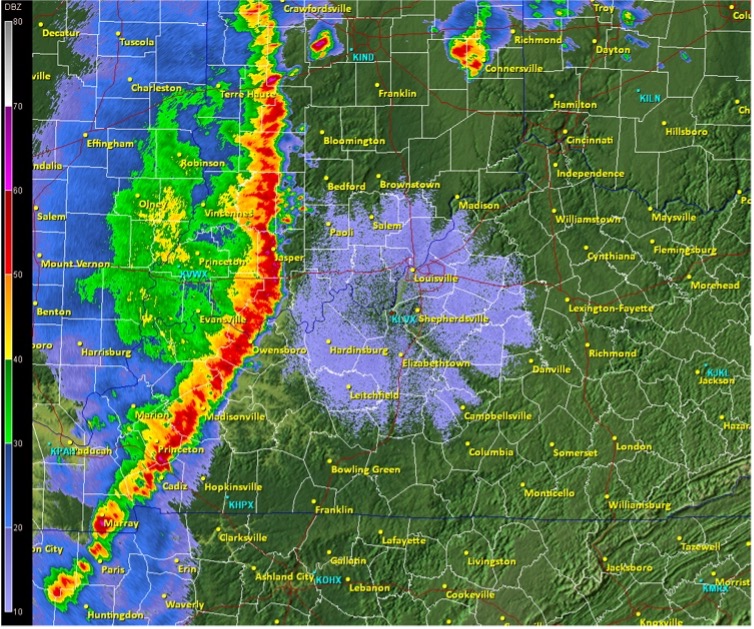 Squall line moving west to east over central kentucky.