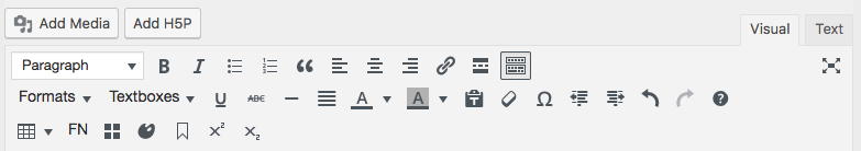 Screenshot of the text editor ribbon in Pressbooks.