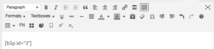 Example of an H5P shortcode written in a Pressbooks textbox.