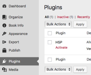 Screenshot of plugin page in Pressbooks