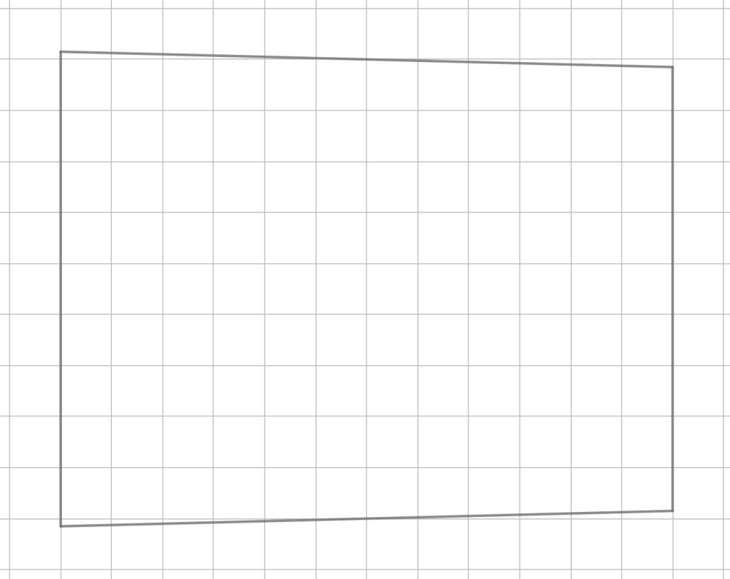 A trapezoid that is nearly square on a grid.